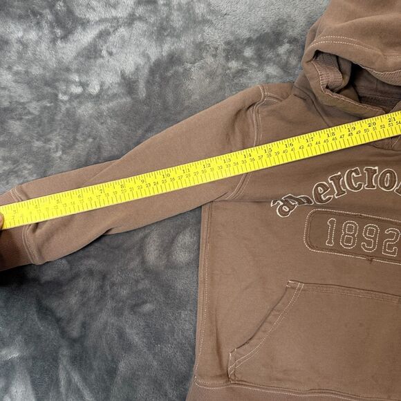 Vintage Y2K Abercrombie & Fitch Kids Large Brown Pullover Long Sleeve Hoodie - Picture 4 of 6